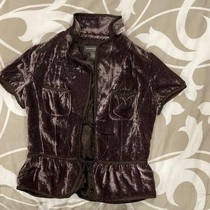 Banana Republic Women’s 0 short sleeve crushed velvet top. Super sleek!